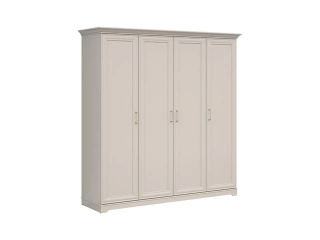 Anga 4-Door Wardrobe 210 cm – Cashmere & Brushed Gold Handles