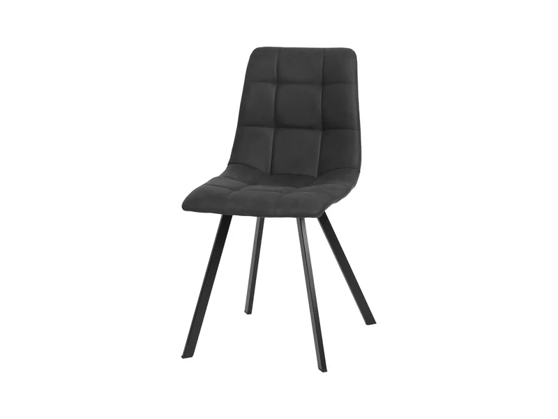 Rubi Upholstered Dining Chair – Grey Fabric & Black Metal Frame