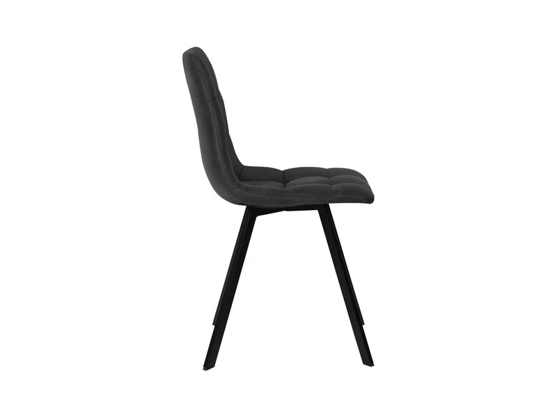 Rubi Upholstered Dining Chair – Grey Fabric & Black Metal Frame