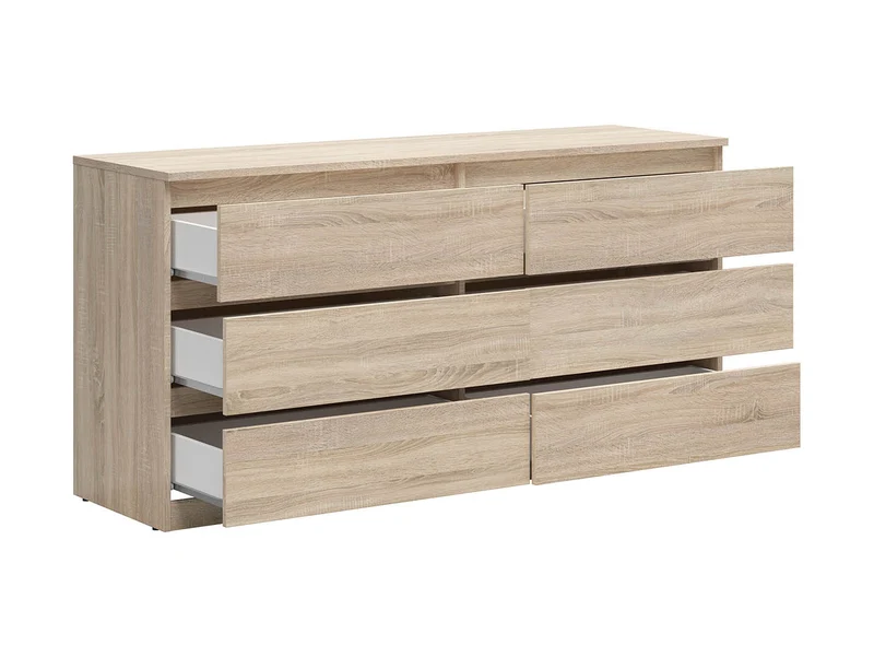 Tetrix Chest of Drawers 150 cm – 6 Drawers, Sonoma Oak, Handle-Free