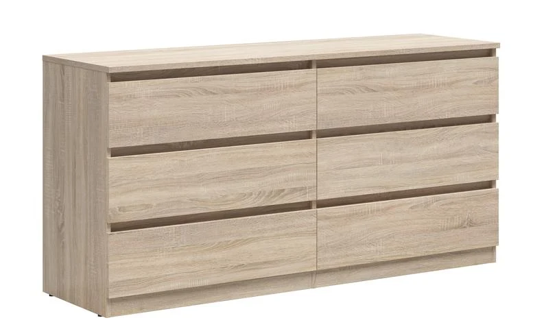 Tetrix Chest of Drawers 150 cm – 6 Drawers, Sonoma Oak, Handle-Free