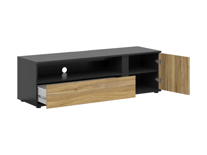 Luen TV Cabinet – Black / Mauvella Oak