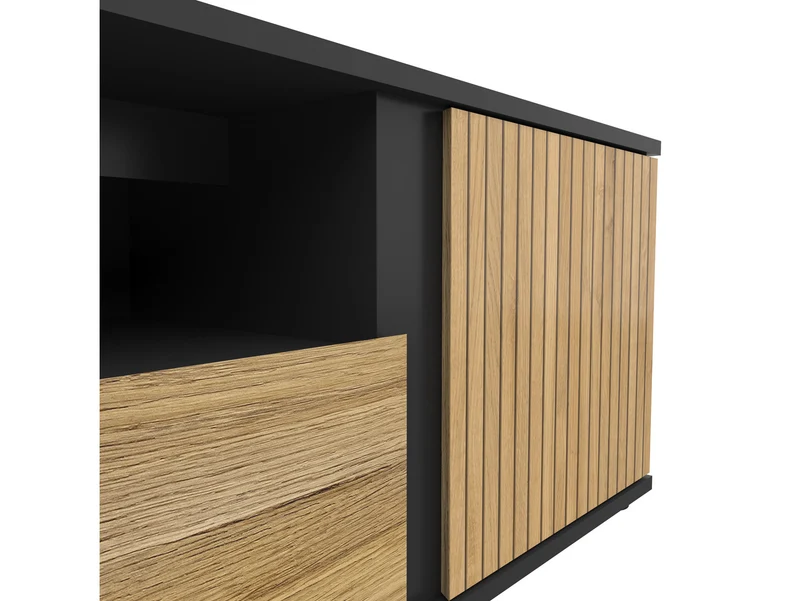 Luen TV Cabinet – Black / Mauvella Oak