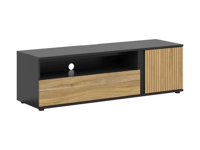 Luen TV Cabinet – Black / Mauvella Oak