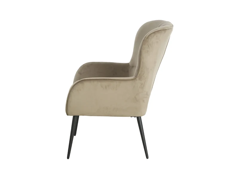 Samon Wingback Armchair | Velvet Upholstery | Black Legs
