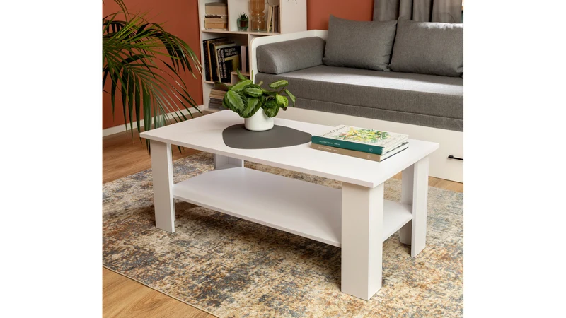 Nepo Plus Coffee Table – White, 115 cm