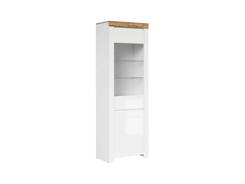 Holten Display Cabinet – White Matt, Wotan Oak & White Gloss
