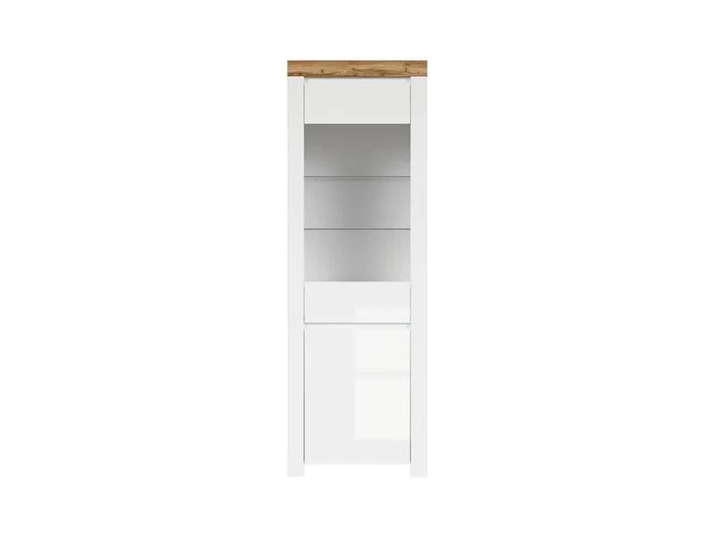 Holten Display Cabinet – White Matt, Wotan Oak & White Gloss
