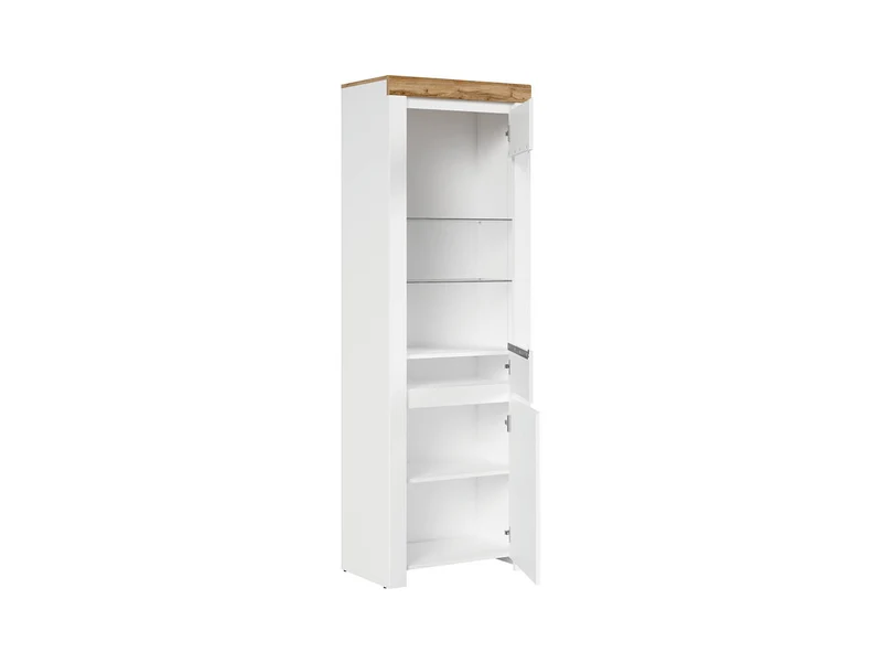 Holten Display Cabinet – White Matt, Wotan Oak & White Gloss