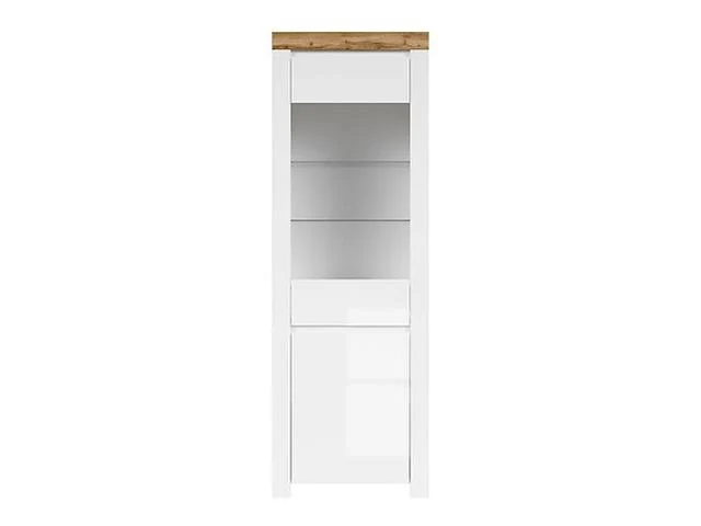 Holten Display Cabinet – White Matt, Wotan Oak & White Gloss