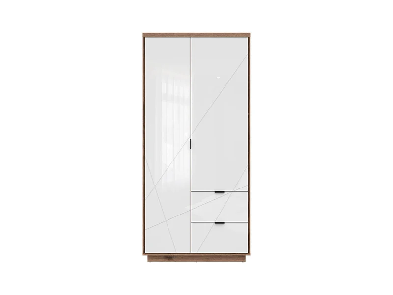 Forn Wardrobe – Dark Delano Oak & White Gloss, 94 cm