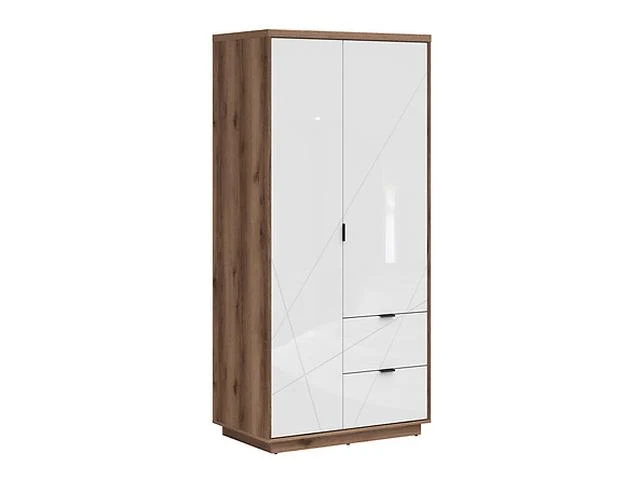 Forn Wardrobe – Dark Delano Oak & White Gloss, 94 cm