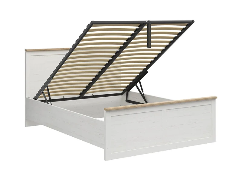Loksa Storage Bed 160×200 cm – Andersen Pine White & Grandson Oak