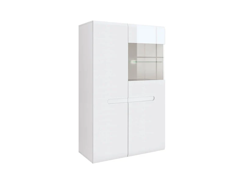 Azteca Trio Display Cabinet – White & White Gloss, 90 cm
