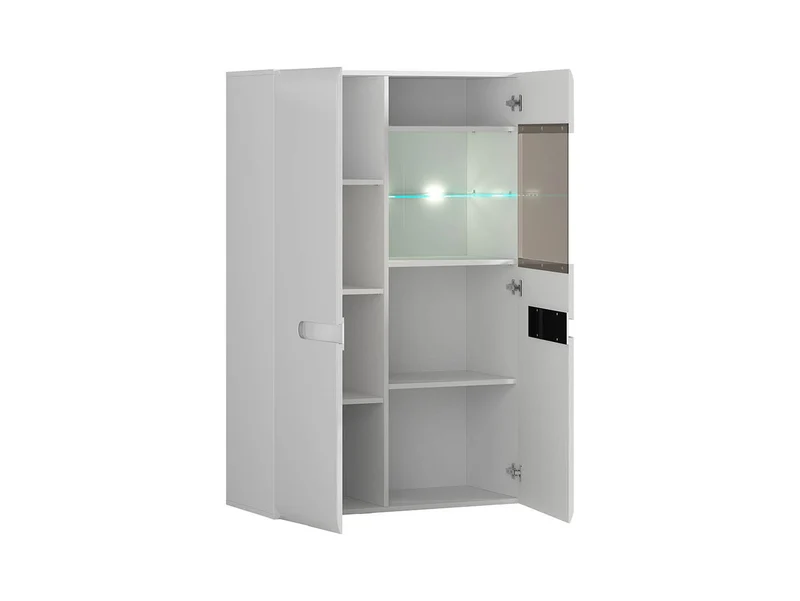 Azteca Trio Display Cabinet – White & White Gloss, 90 cm