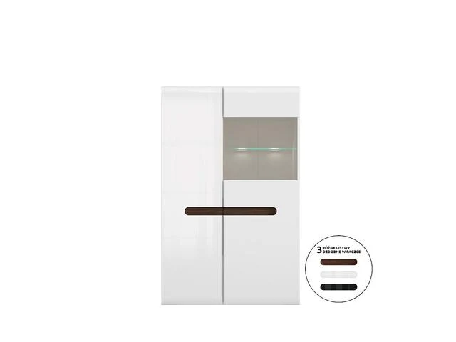 Azteca Trio Display Cabinet – White & White Gloss, 90 cm