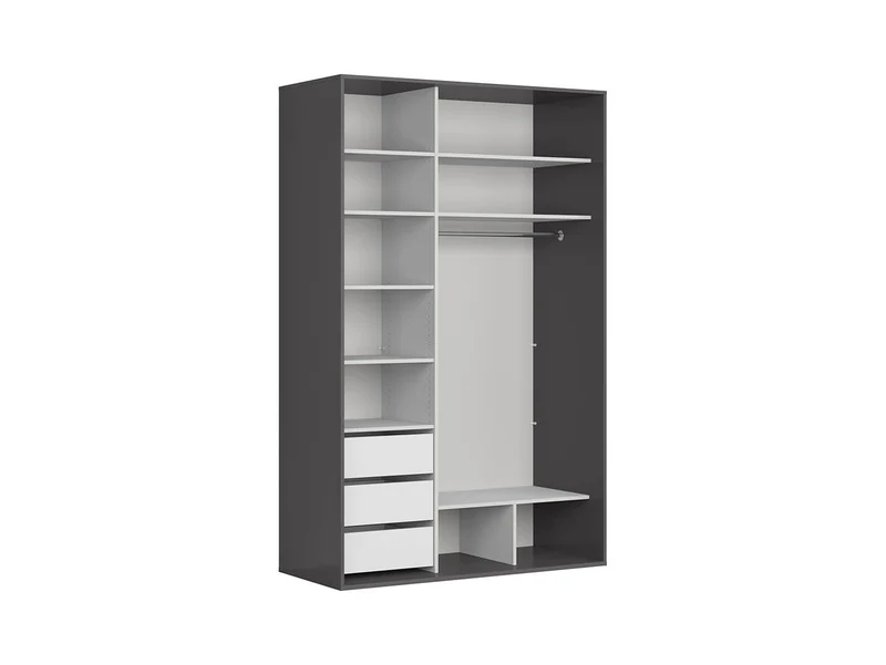 Flex — Sliding Door Wardrobe 150 cm with Mirror – Graphite & Wotan Oak