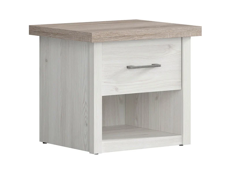 Luca Juzi Bedside Table – Sibiu Larch & Dark Sonoma Oak, Provençal Style, Old Iron Handles