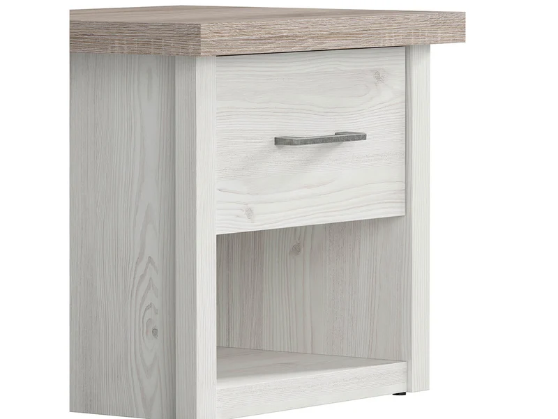 Luca Juzi Bedside Table – Sibiu Larch & Dark Sonoma Oak, Provençal Style, Old Iron Handles