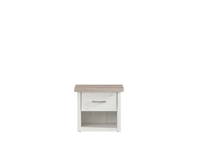 Luca Juzi Bedside Table – Sibiu Larch & Dark Sonoma Oak, Provençal Style, Old Iron Handles