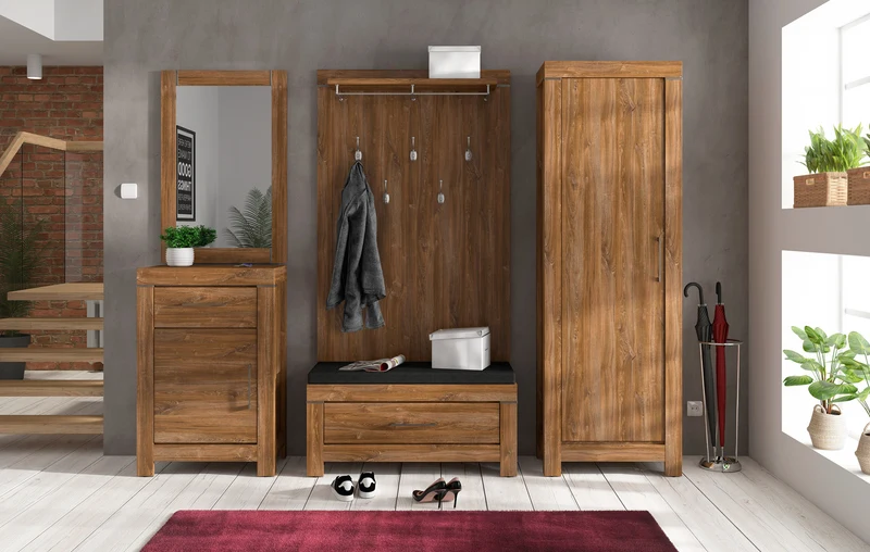 Gent Shoe Cabinet & Bench 101 cm – Stirling Oak, Soft-Close Drawer, Seat Cushion Included