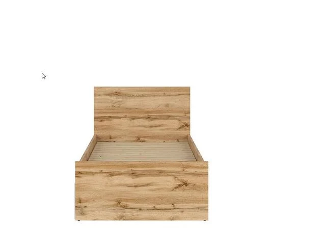 Nuis Single Bed 90×200 cm – Wotan Oak & White Mirror Gloss, Tall Headboard (Frame & Mattress Not Included)