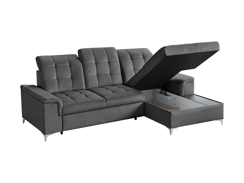 Ariado Right-Hand Corner Sofa Bed — Dolphin Mechanism, 140x200cm Sleeping Surface, Velvet Upholstery & Bedding Storage, Voss 15
