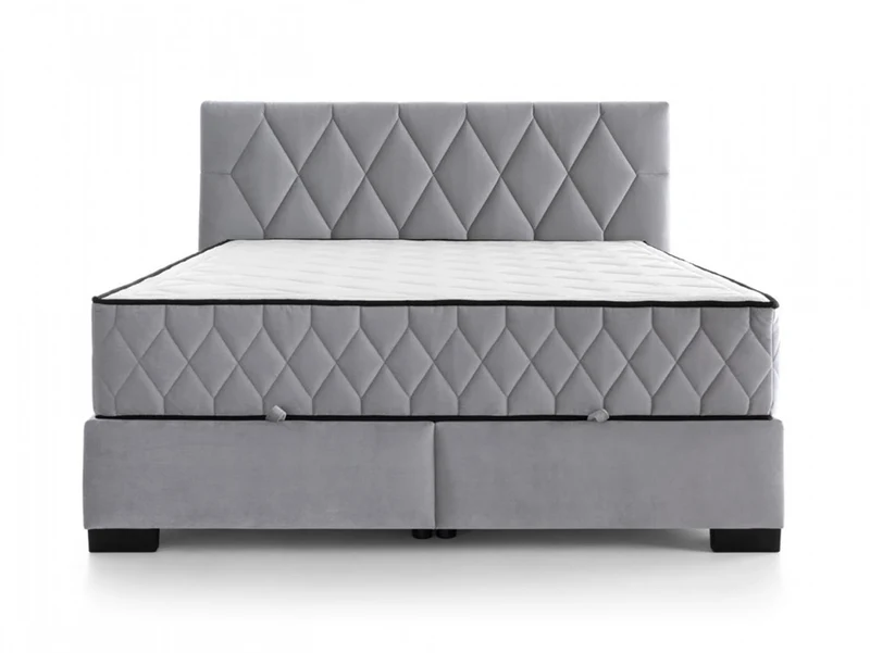 Reve Upholstered Bed 140x200cm — Stitched Headboard, 2 Reversible 7-Zone Pocket Spring Mattresses, Front-Opening Storage & Fresche® Cover, Amon 10