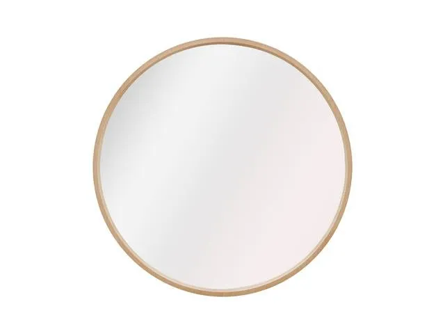 Circle Round Wall Mirror 80 cm – Natural Wood Frame, Timeless Design