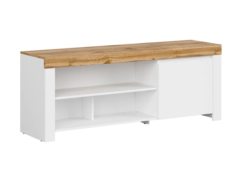 Holten TV Cabinet 156 cm – White, Wotan Oak & White Gloss, Soft-Close