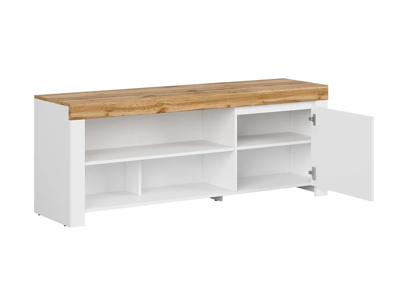 Holten TV Cabinet 156 cm – White, Wotan Oak & White Gloss, Soft-Close