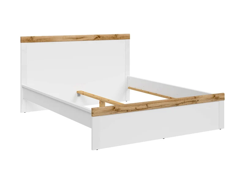 Holten Double Bed 160×200 cm – White & Wotan Oak Headboard