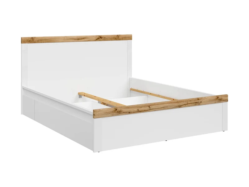 Holten Double Bed 160×200 cm – White & Wotan Oak Headboard