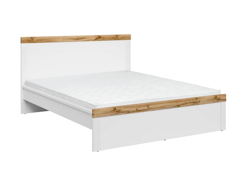 Holten Double Bed 160×200 cm – White & Wotan Oak Headboard