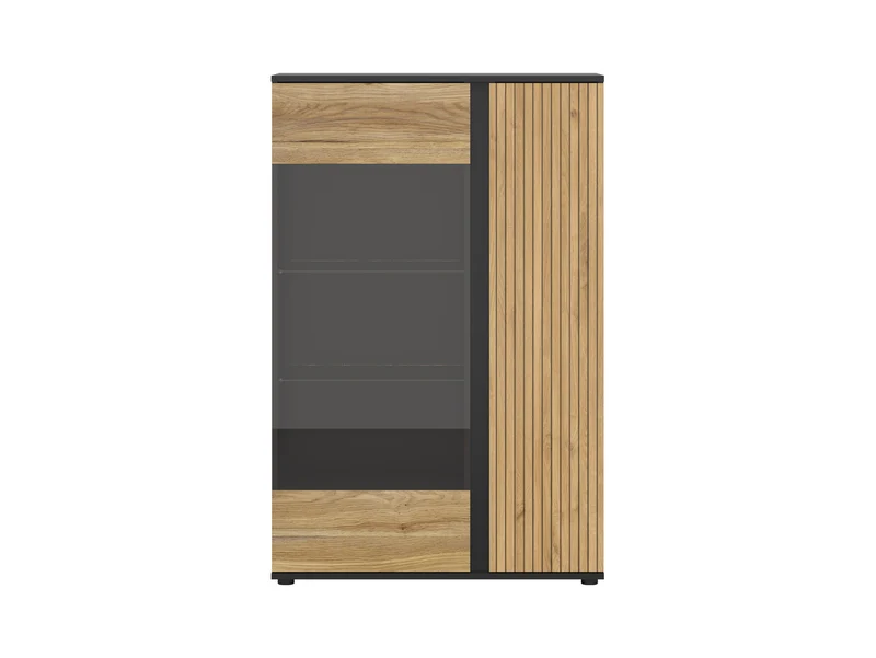 Luen Display Cabinet 95 cm – Black Matt & Mauvella Oak, Optional LED