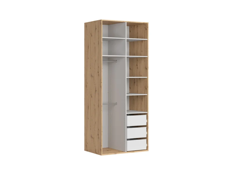 Flex Double Door Wardrobe 100cm – Artisan Oak, 7 Shelves & 3 Drawers