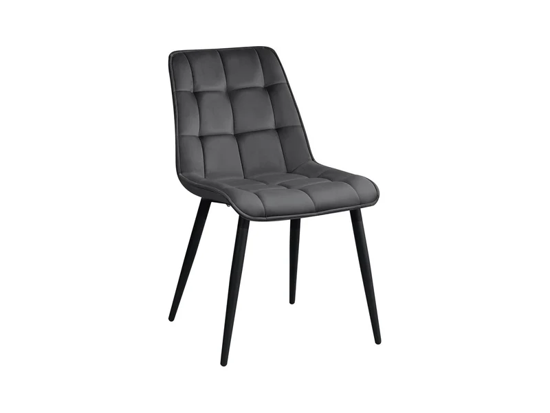 Tango Velvet Dining Chair – Grey | Ergonomic Back, Powder-Coated Frame | 6 Colours
