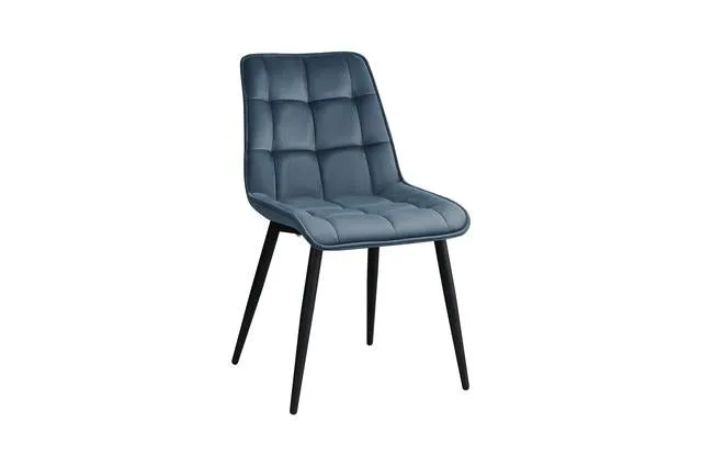 Tango Velvet Dining Chair – Grey | Ergonomic Back, Powder-Coated Frame | 6 Colours