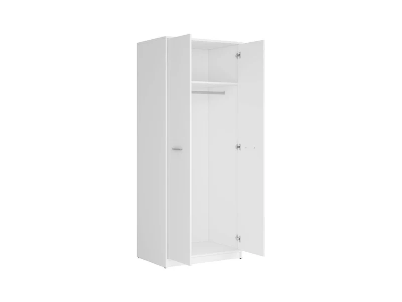 Nepo Plus 2-Door Wardrobe 80 cm – White | Hallway & Kids Room | Scratch-Resistant Laminate
