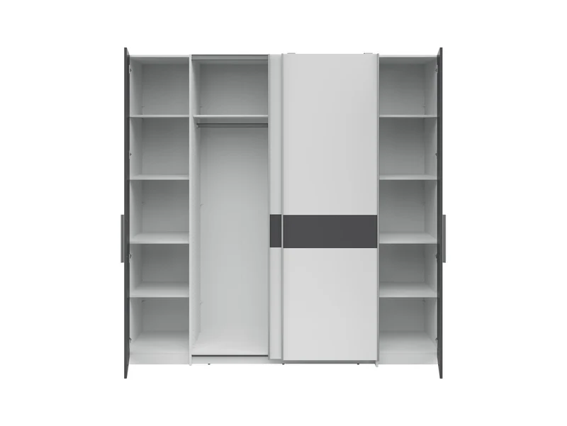Fabio Sliding Door Wardrobe | White & Graphite | 215 cm