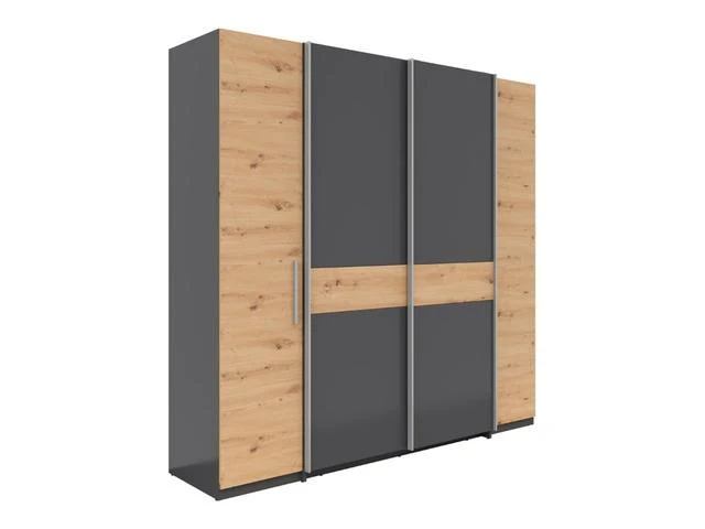Fabio Wardrobe – Graphite & Artisan Oak, 215 cm