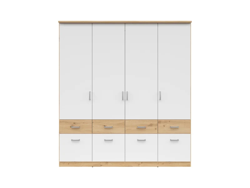 Brando 4 Wardrobe – Artisan Oak, White & Textile, 181 cm