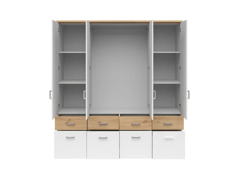 Brando 4 Wardrobe – Artisan Oak, White & Textile, 181 cm