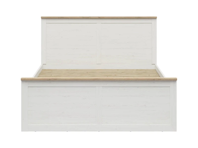 Loksa Double Bed 160×200 cm – Andersen Pine White & Grandson Oak, Scandinavian Style, Storage (Slatted Base & Mattress Not Included)