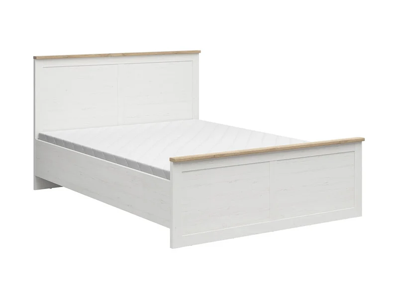 Loksa Double Bed 160×200 cm – Andersen Pine White & Grandson Oak, Scandinavian Style, Storage (Slatted Base & Mattress Not Included)