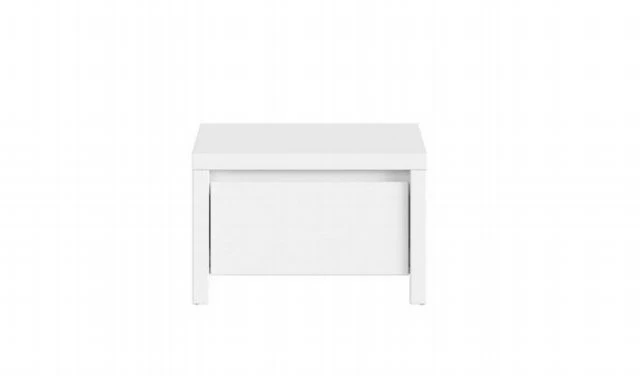 Kaspian Bedside Cabinet — 1 Drawer, Thickened Top & Sides, White & White Matt