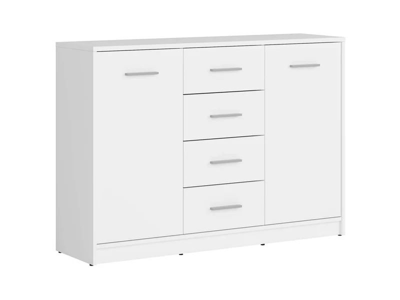 Nepo Plus Wide Chest of Drawers — 2 Doors, 4 Drawers & Wide Top, White