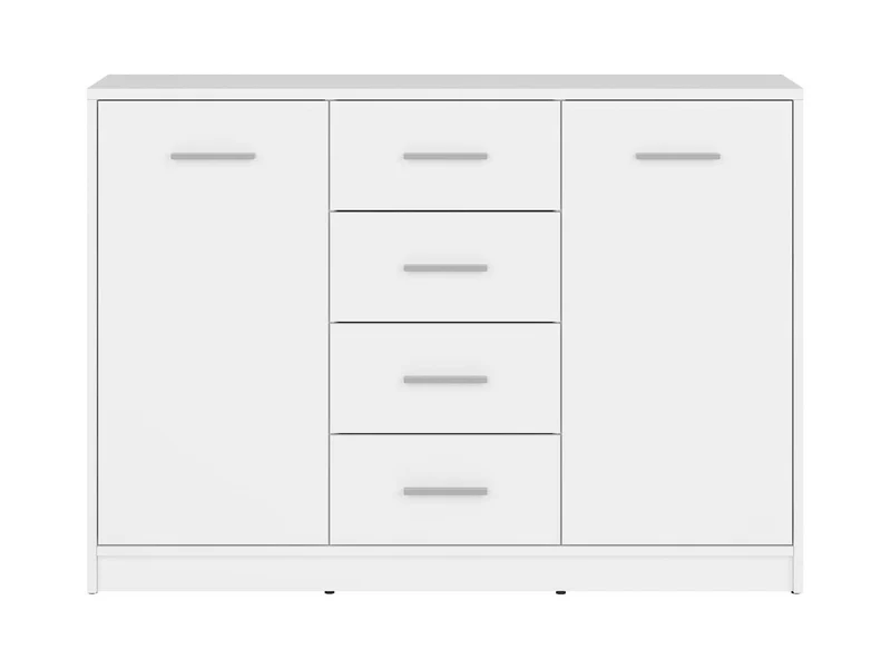 Nepo Plus Wide Chest of Drawers — 2 Doors, 4 Drawers & Wide Top, White
