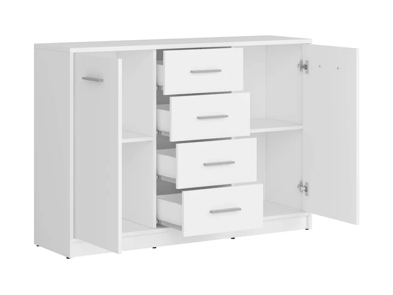 Nepo Plus Wide Chest of Drawers — 2 Doors, 4 Drawers & Wide Top, White