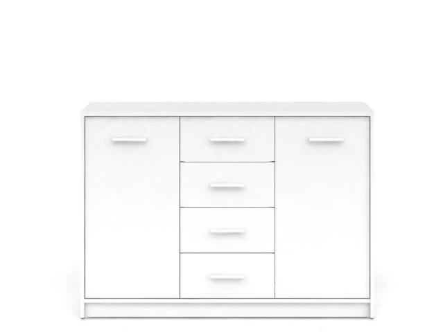 Nepo Plus Wide Chest of Drawers — 2 Doors, 4 Drawers & Wide Top, White